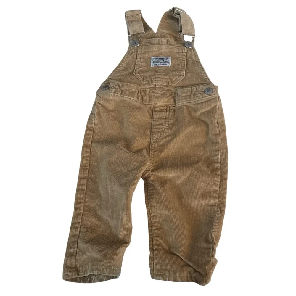 Vtg Levi's Baby Beige Brown Corduroy Overalls Boys Size 12 Months Style Bib